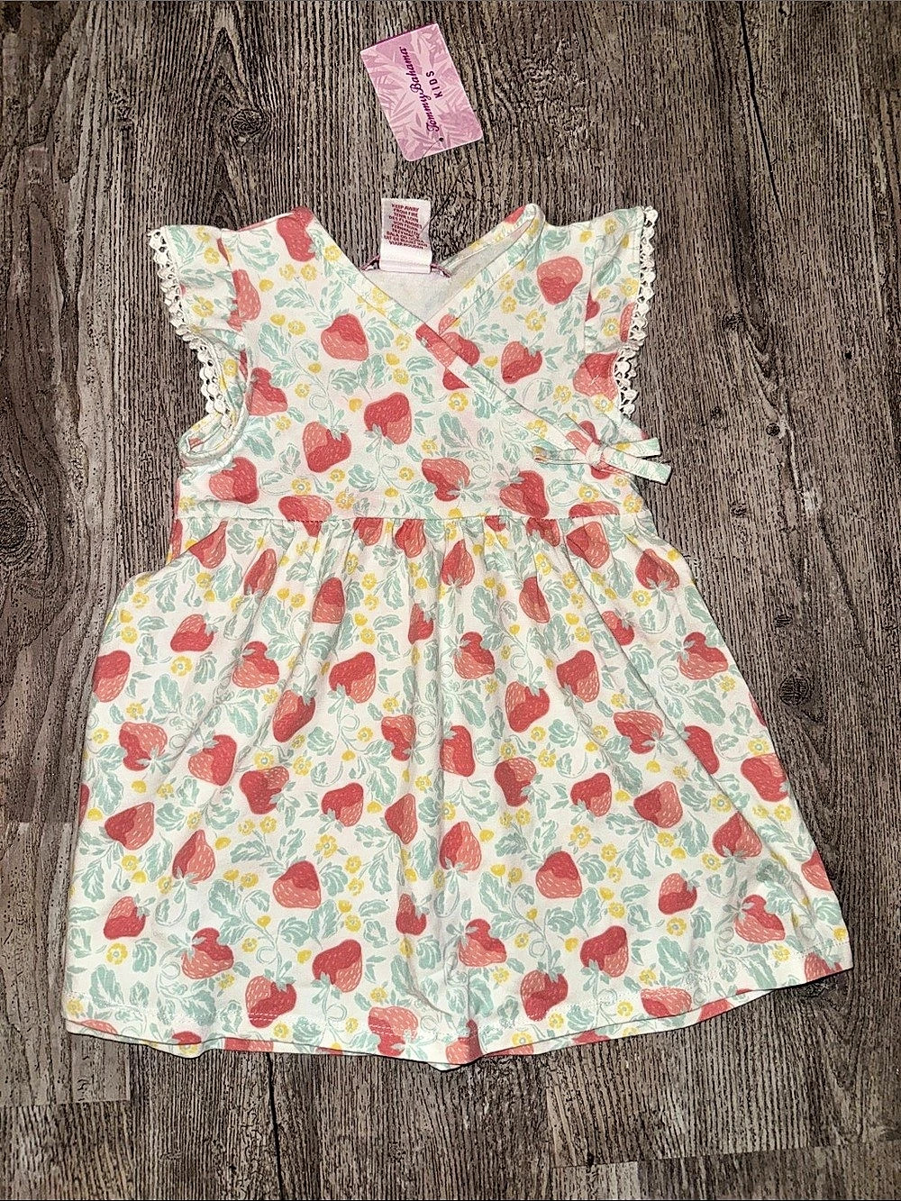 Tommy Bahama Girls Floral Dress in Green & Red Size 18 Months NWT